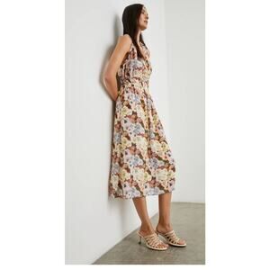 Rails Amelia Woodblock Floral Midi Dress, Womens Size S Tiered Lined Fairy 2458